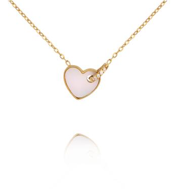 Naszyjnik złoty z serduszkiem z masy perłowej NSY0841