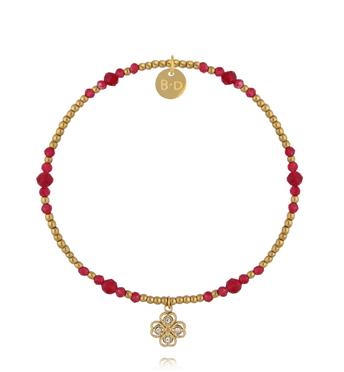 Bransoletka z jadeitu i zawieszką koniczyny BTW3525