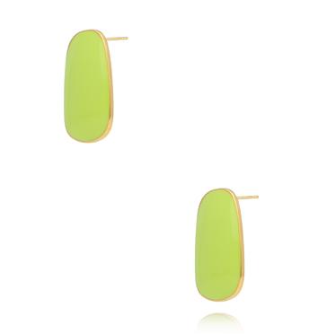 Kolczyki prostokątne emaliowane limonkowe złote KSY0509