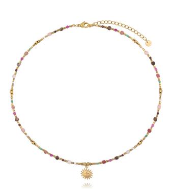Naszyjnik z naturalnych kamieni z zawieszką słońce NEA0087