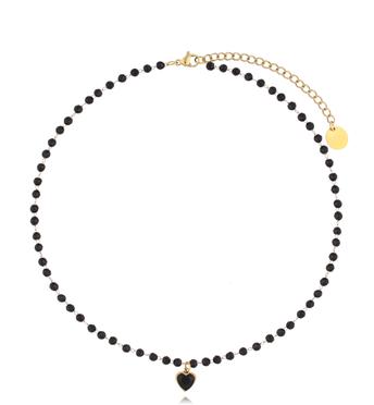 Naszyjnik czarny z serduszkiem NSY0114