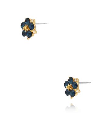 Kolczyki kwiatuszki z granatowymi kryształkami KSS2103