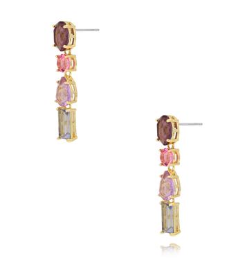 Kolczyki z kolorowymi kryształami w odcieniach fioletu i różu KSS2096