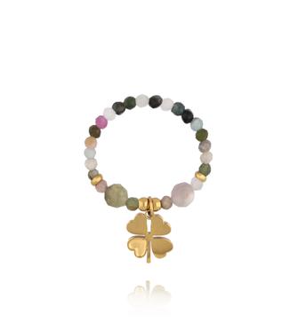 Pierścionek z turmalinami i koniczynką PTW0562