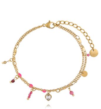 Bransoletka z czerwonym jadeitem i cyrkonią w kształcie serca BSY0535