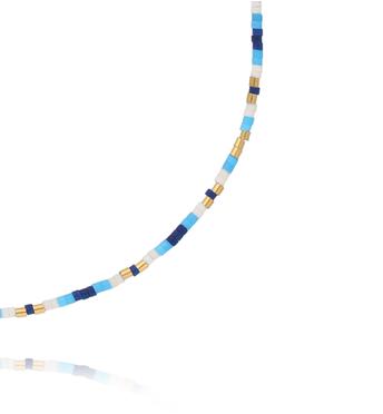 Naszyjnik z niebieskimi i białymi agatami NSC0655