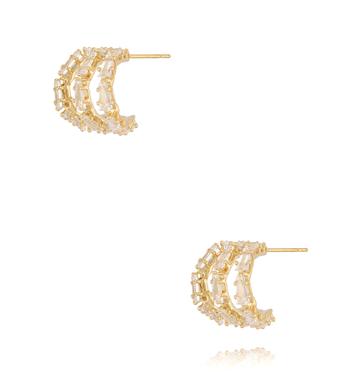 Kolczyki złote z potrójnym pierścieniem cyrkonii KSS2149