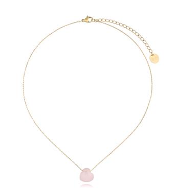 Naszyjnik z sercem z kwarcu różowego NLB0315