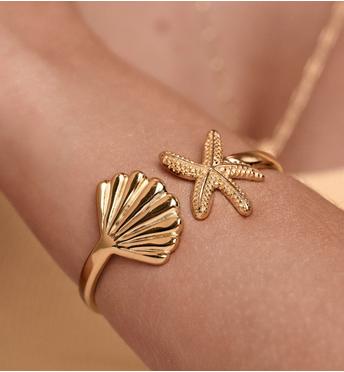 Bransoletka obręcz z rozgwiazdą i muszlą BSY0505
