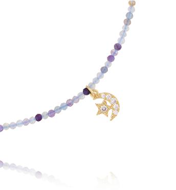 Naszyjnik z fluorytami i księżycem NTW1475