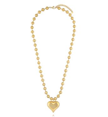 Naszyjnik z kulkami i sercem zloty długi NSY0569