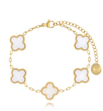 Bransoletka z białymi koniczynkami Clovers BSY0050