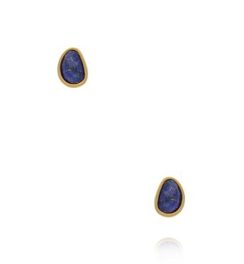 Kolczyki z nieregularnymi lapisami lazuli w złotej oprawie KEA0129