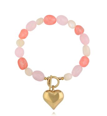Bransoletka pastelowa ze złotym sercem BPA0605