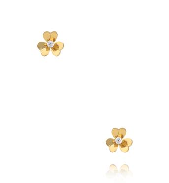 Kolczyki wkrętki w kształcie złotych kwiatów z cyrkonią KSY0695