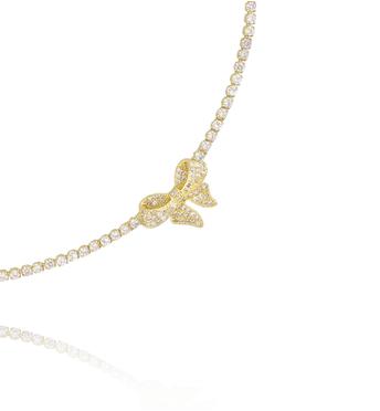 Naszyjnik typu tennis z zawieszką w kształcie kokardki NS0394