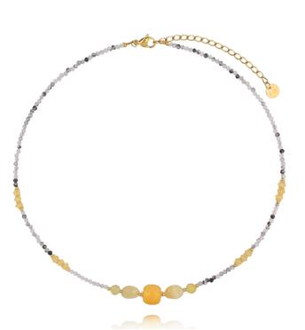 Naszyjnik szaro żółty z kamieniami naturalnymi NPA1563