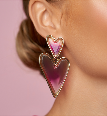 Kolczyki fuksjowe z sercami Palette KZA0246