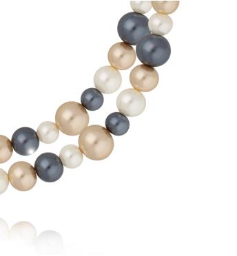 Naszyjnik z pereł w odcieniach szarości, bieli i złota NPE0359