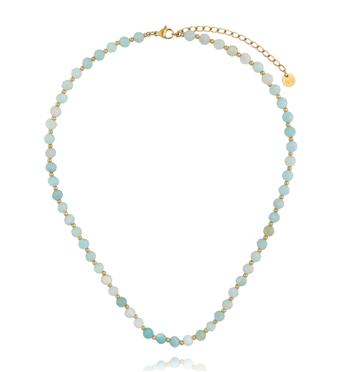 Naszyjnik z amazonitu z pozłacanymi akcentami NPA1575