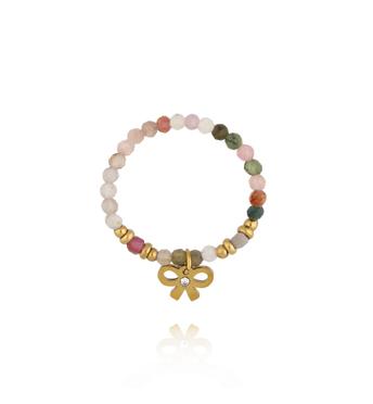 Pierścionek z turmalinami i kokardką PTW0556