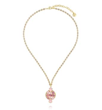 Naszyjnik z kryształową zawieszką w odcieniach różu NS0399