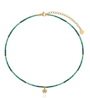 Naszyjnik zielony z zawieszką kwiatka NTW1634