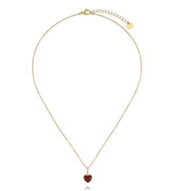 Naszyjnik dwustronny z jasnym i bordowym sercem NSY0836