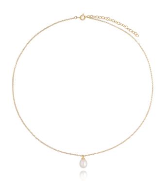 Naszyjnik pozłacany z jasną perłą Lake NSE0097