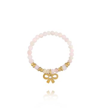 Pierścionek z różowymi opalami i kokardką PTW0573