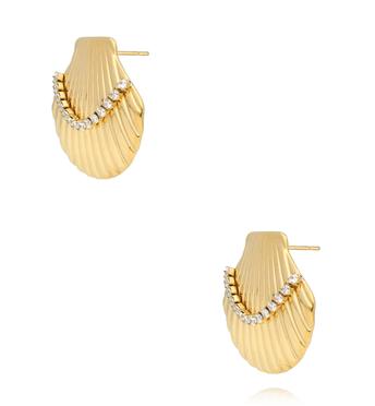 Kolczyki z muszlami i cyrkoniami złote KSY0351