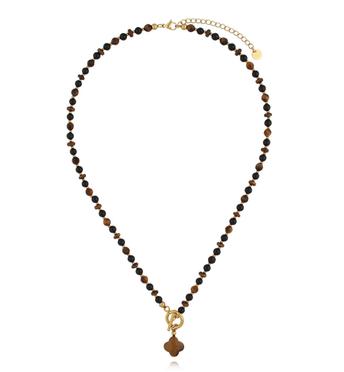 Naszyjnik z koniczynką tygrysie oko NSC0645