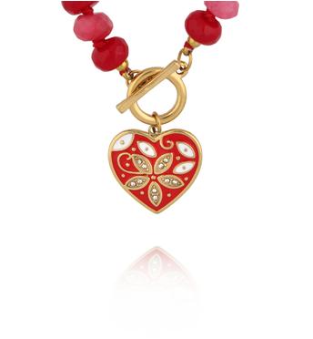 Naszyjnik czerwony z sercem NPA1417