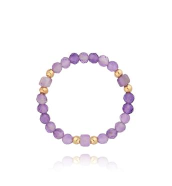 Pierścionek elastyczny z ametystami Montsià PSC0483