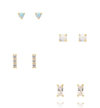 Zestaw kolczyków pozłacanych geometrycznych KLT0023