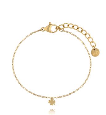 Bransoletka z koniczynką na złotym łańcuszku dla córki BSY0547