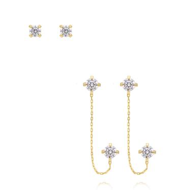 Zestaw kolczyków pozłacanych z transparentnymi cyrkoniami KLT0029