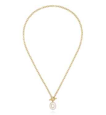 Naszyjnik z literą O i zapięciem toggle NSY0866