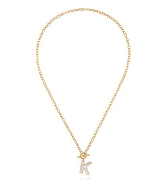 Naszyjnik z literą K i zapięciem toggle NSY0863
