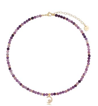 Naszyjnik z ametystami i księżycem Emilie NTW0730