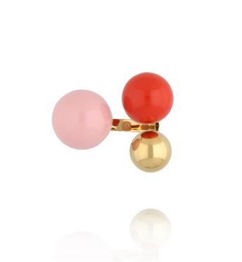 Pierścionek z kulami w odcieniach pudrowego różu, energetycznej czerwieni i złota  PSA1130