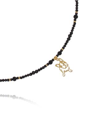 Naszyjnik z czarnego turmalinu z zawieszką – piesek NTW1622