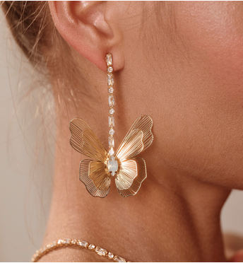 Kolczyki złote motyle z cyrkoniami KGA0002