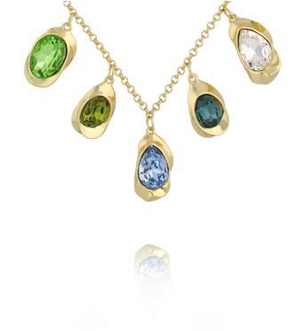 Naszyjnik z kolorowymi kryształami w złotej oprawie NS0375