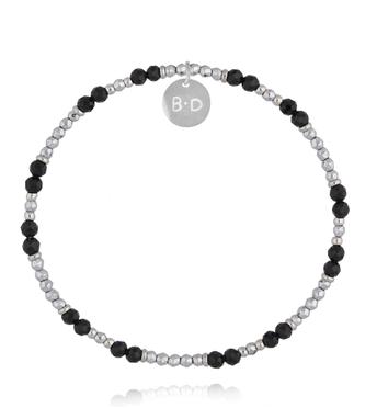 Bransoletka z hematytów i czarnych szklanych kryształków BTW3636