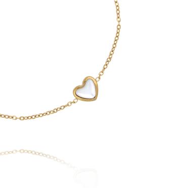Bransoletka z sercem z masy perłowej na złotym łańcuszku BSY0591