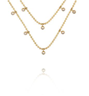 Naszyjnik podwójny z cyrkoniami na drobnym łańcuszku NSY0700