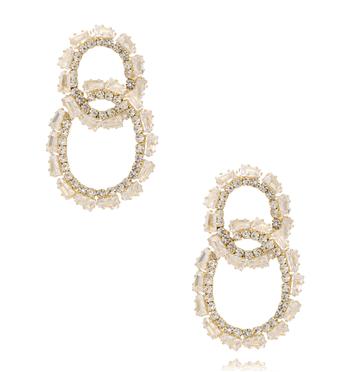 Kolczyki z kryształowymi kółkami w złotym odcieniu KLU0192