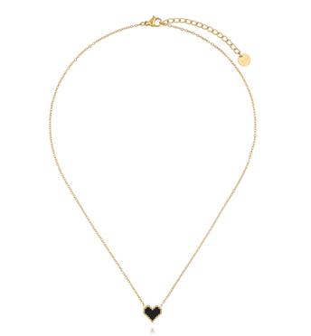 Naszyjnik z czarnym sercem w stylu pixel w kolorze złota NSY0931