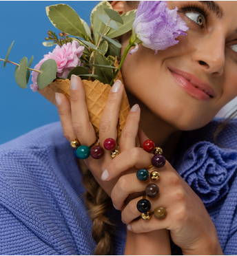 Pierścionek z kulkami emaliowany PSA1045